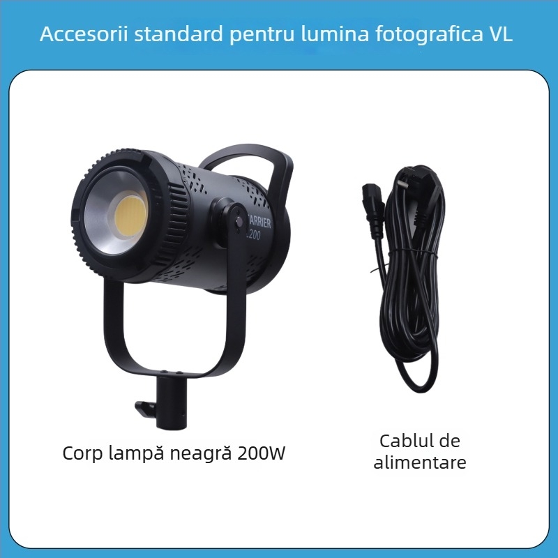 Lumină profesională pentru fotografie, LED COB 300W, 220V, 3 temperaturi de culoare, reglaj al intensității și nuanței culorii, rază de 30 m