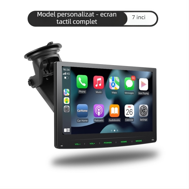 Ecran portabil wireless CarPlay, cu înregistrare auto și navigație la marșarier, model PS7002, display LCD, suport SD card, alimentare prin brichetă