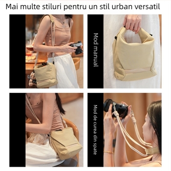 Geantă pentru cameră pe umăr cu insert interior căptușit, compatibilă cu Fuji X-T5, X-S20, Canon mirrorless și Sony ZV-E10 — geantă foto cu stil urban minimalist