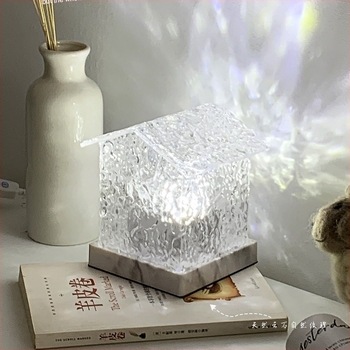 Lampa de noapte din cristal pentru cameră, cu efect de valuri de apă în rotire, iluminare ambientală romantică pentru fotografii, alimentare USB, 5V, fără control inteligent