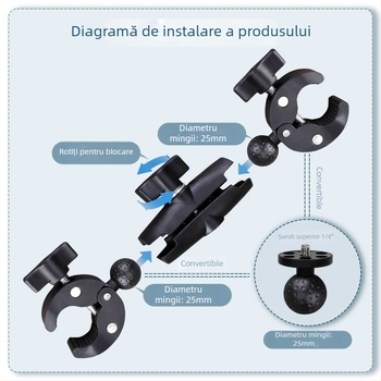 GoPro Hero 12/11 Clema dublă de montaj (SCM135/SCM190/MCM175/MCM225) – Dmiditir, în stoc