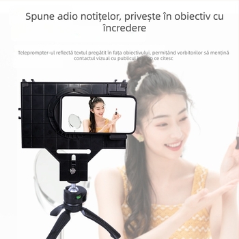 Teleprompter pentru telefoane mobile și tablete - corp ABS, atașament de lentilă, sarcină maximă 2–5 kg, greutate 0,5 kg