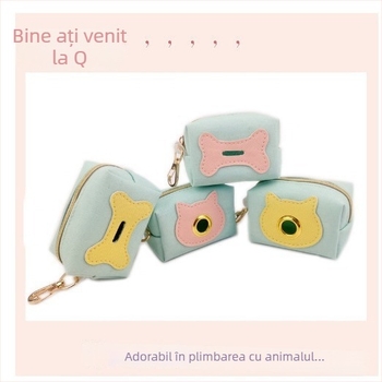 Dispenser portabil pentru pungile de gunoi ale câinilor, în formă os Shiba Inu, pânză impermeabilă, eliberare rapidă, spațiu de depozitare pentru pungile