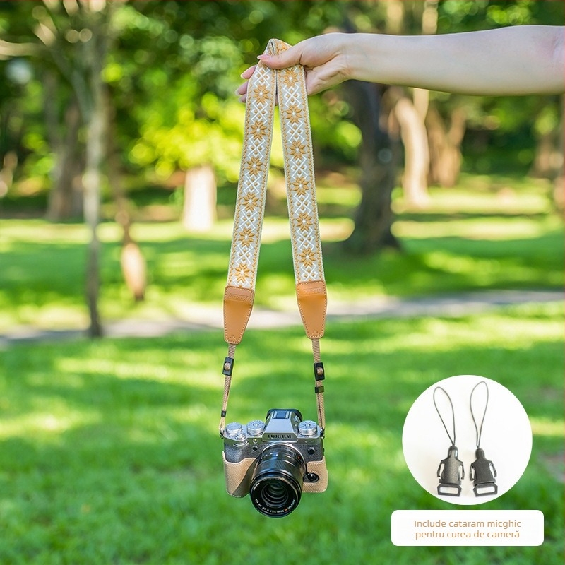 Bretea de umăr pentru cameră, stil etnic, compatibilă cu Fuji, Nikon, Sony, Canon și Ricoh