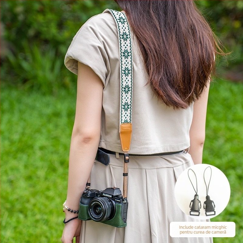 Bretea de umăr pentru cameră, stil etnic, compatibilă cu Fuji, Nikon, Sony, Canon și Ricoh