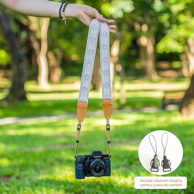 Bretea de umăr pentru cameră, stil etnic, compatibilă cu Fuji, Nikon, Sony, Canon și Ricoh