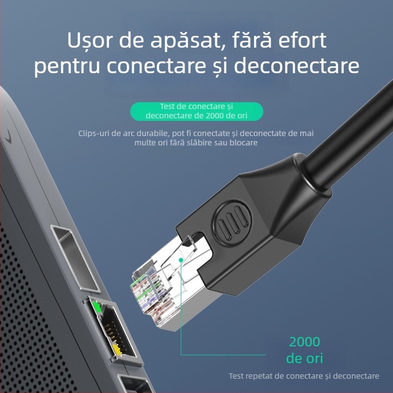 Cablu de extensie unghiular pentru rețea RJ-45, de la M la F, Cat5, cu găuri de montaj
