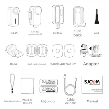 SJCAM Quick Shadow C110 FPV Cameră de acțiune pentru motocicletă - 4K, senzor 20MP, Stabilizare anti-tremur, MicroSD până la 128GB, Carcasă impermeabilă inclusă