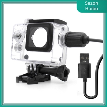 Carcasă impermeabilă SJ4000 Type B pentru cameră de acțiune — încărcare laterală și înregistrare, material ABS, pachetul include carcasa Type B, bază și cablu de date