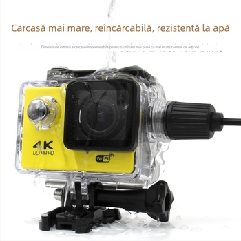 Carcasă impermeabilă SJ4000 Type B pentru cameră de acțiune — încărcare laterală și înregistrare, material ABS, pachetul include carcasa Type B, bază și cablu de date