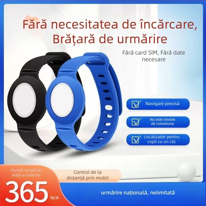 Ceas GPS antipierdere pentru copii și persoane în vârstă — localizator cu găsire Bluetooth, compatibil Android/iOS, baterie 210mAh, corp ABS