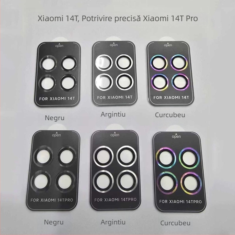 Ramă de protecție a obiectivului cu design Eagle Eye, cadru metalic + sticlă securizată, film pentru obiectiv, HD, rezistent la praf, anti-cadere pentru Xiaomi