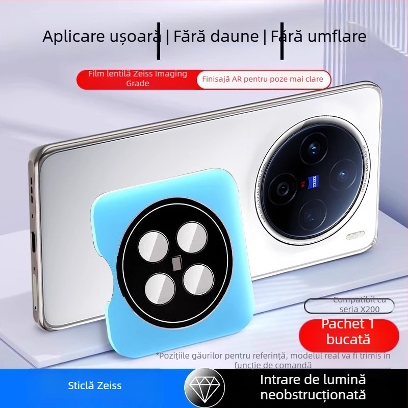 Protecție pentru obiectivul camerei pentru Vivo X200 Pro și X200 Pro Mini; film pentru obiectiv; sticlă temperată; rezistent la explozie