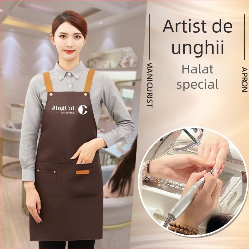 Șorț fără mâneci personalizat pentru manichiuristă — rezistent la apă și la ulei, poliester, stil modern