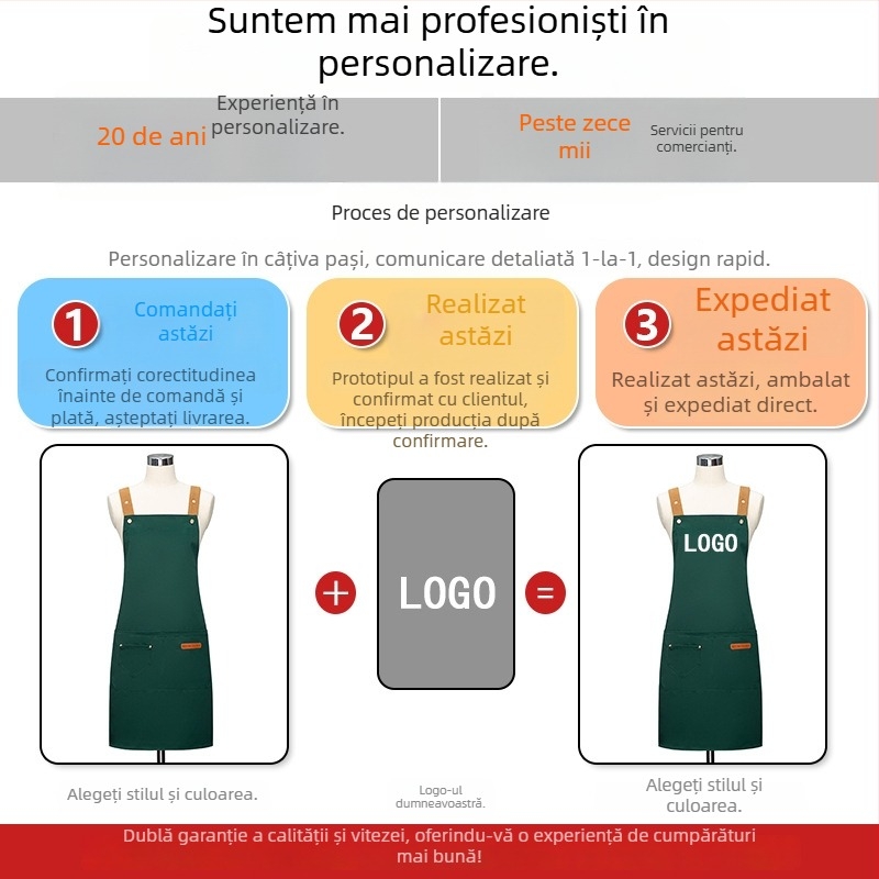 Șorț fără mâneci personalizat pentru manichiuristă — rezistent la apă și la ulei, poliester, stil modern