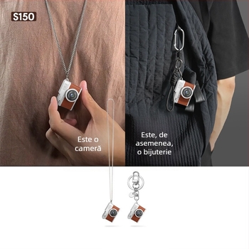 Pandantiv de colier cu cameră mini S150 - ecran LCD 0.96, stocare TF card, sub 1 MP, înregistrare video și fotografiere