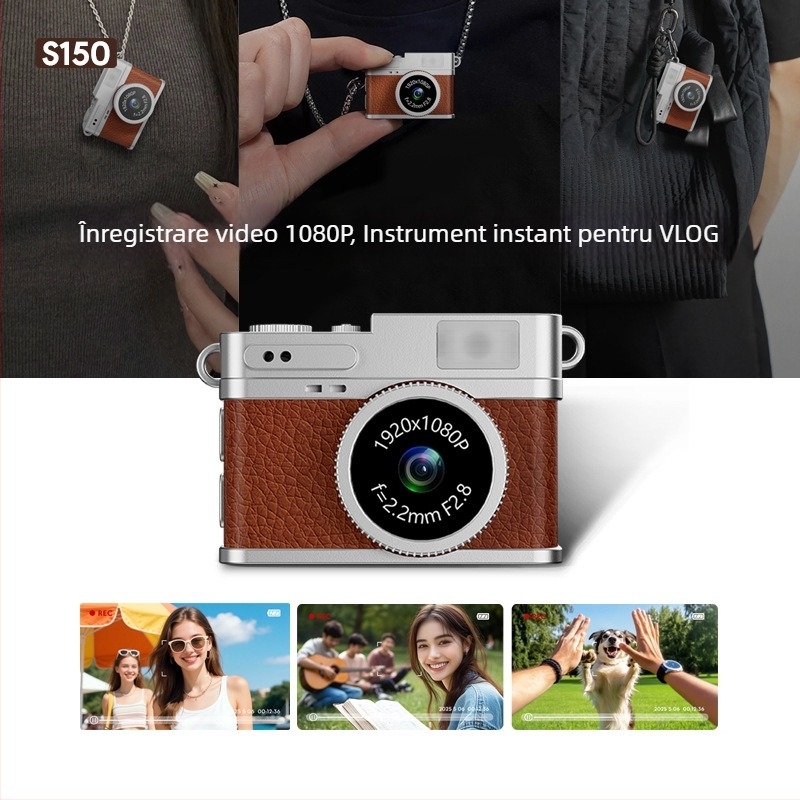 Pandantiv de colier cu cameră mini S150 - ecran LCD 0.96, stocare TF card, sub 1 MP, înregistrare video și fotografiere