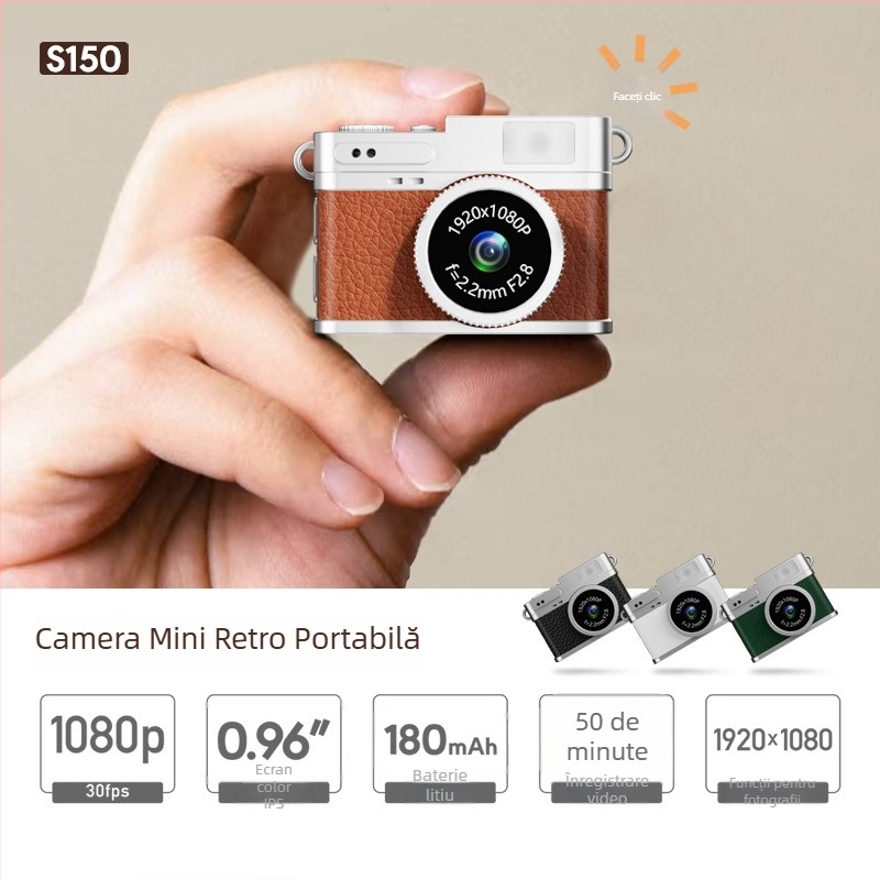 Pandantiv de colier cu cameră mini S150 - ecran LCD 0.96, stocare TF card, sub 1 MP, înregistrare video și fotografiere