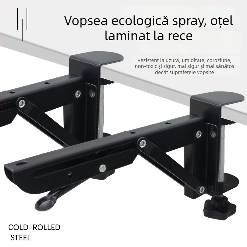 Su Kepu – suport pentru extensie de birou, placă de extensie fără găuri, panou pliabil extins și suport pentru tastatură; Material: oțel laminat la rece; Stil: modern și simplu; Finisaj: vopsire la cuptor