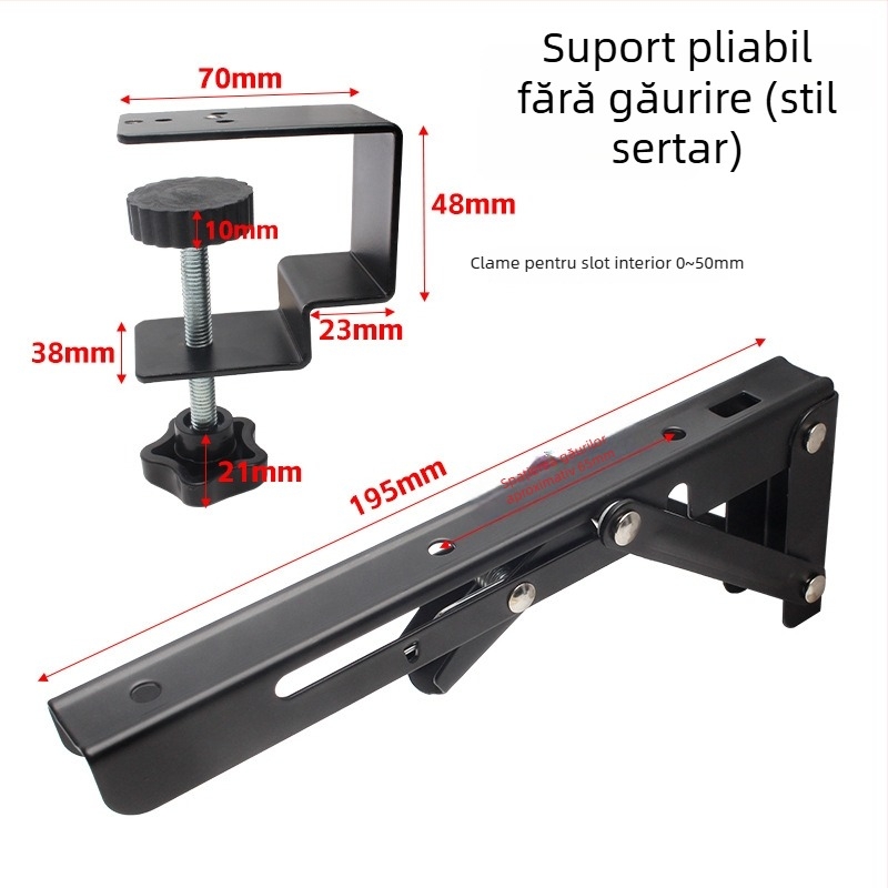 Su Kepu – suport pentru extensie de birou, placă de extensie fără găuri, panou pliabil extins și suport pentru tastatură; Material: oțel laminat la rece; Stil: modern și simplu; Finisaj: vopsire la cuptor