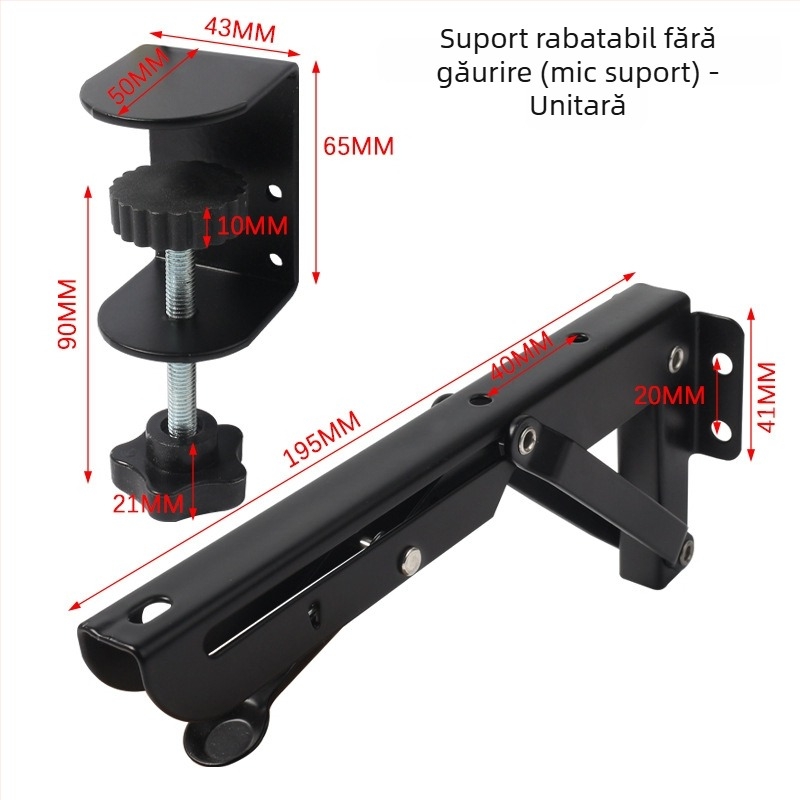 Su Kepu – suport pentru extensie de birou, placă de extensie fără găuri, panou pliabil extins și suport pentru tastatură; Material: oțel laminat la rece; Stil: modern și simplu; Finisaj: vopsire la cuptor