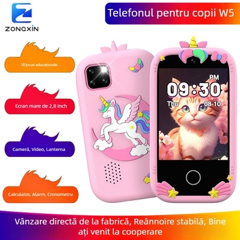 Cameră MP3 pentru copii W5 cu touchscreen – ecran 2,8” LCD, stocare 32GB, înregistrare video și fotografii, jocuri și filtre