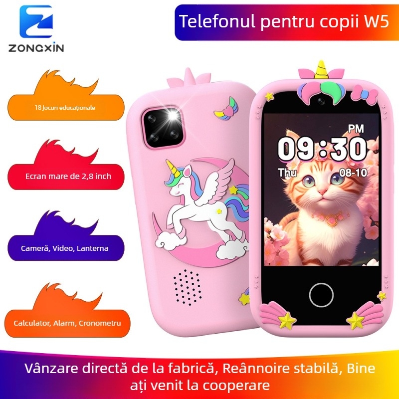 Cameră MP3 pentru copii W5 cu touchscreen – ecran 2,8” LCD, stocare 32GB, înregistrare video și fotografii, jocuri și filtre