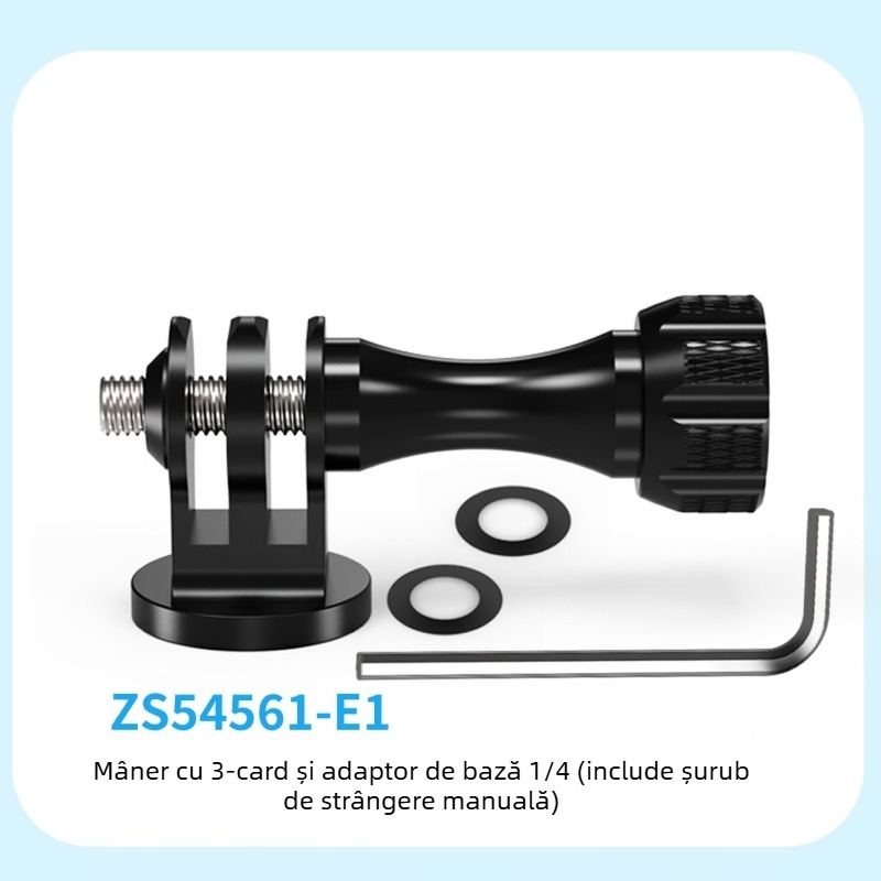 Monopod selfie din carbon cu 7 secțiuni, montaj 1/4 inch și interfețe duale, compatibil cu camere de acțiune și telefoane, sarcină maximă 2 kg