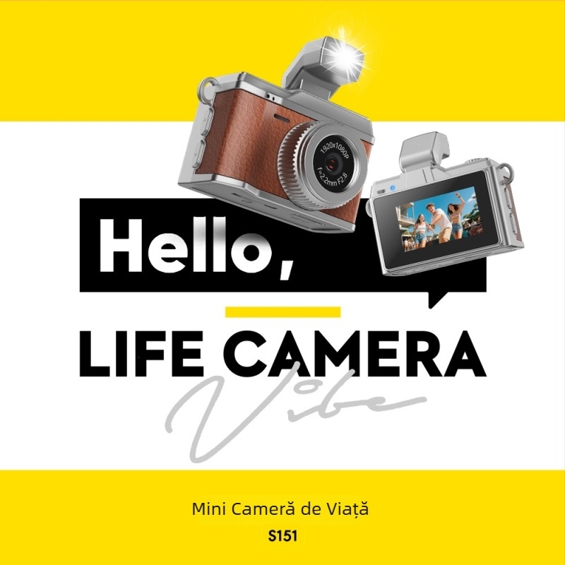 Aparat foto digital mini retro pentru copii, model S151, senzor 1MP, ecran LCD de 0,96 inch, stocare TF Card, înregistrare video și fotografie