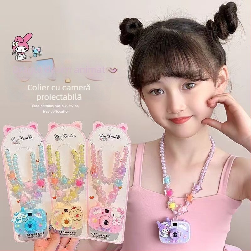 Mini Colier cu Cameră de Proiecție pentru Fete, Jucărie Plastică Luminoasă