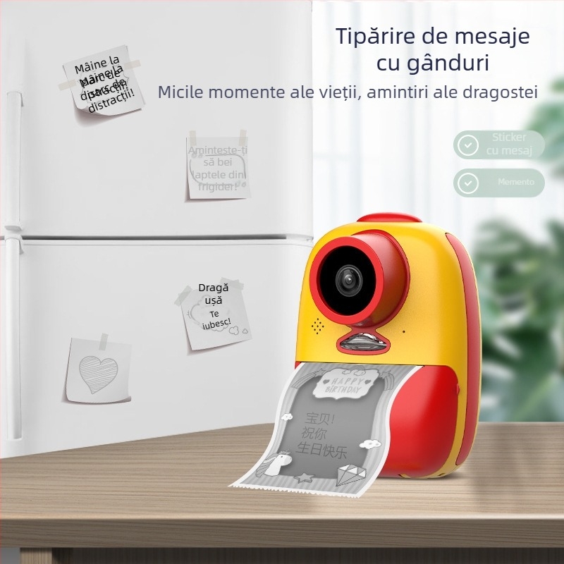 Aparat foto pentru copii, în stil Polaroid, mini aparat digital cu imprimare, Model D10M, >40 MP, ecran LCD 2,0, TF card