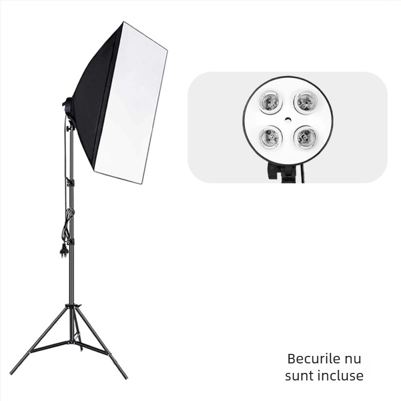Softbox fotografic cu patru surse de lumină — Ha neng Haineng 01000, construcție metalică, potrivit pentru portret
