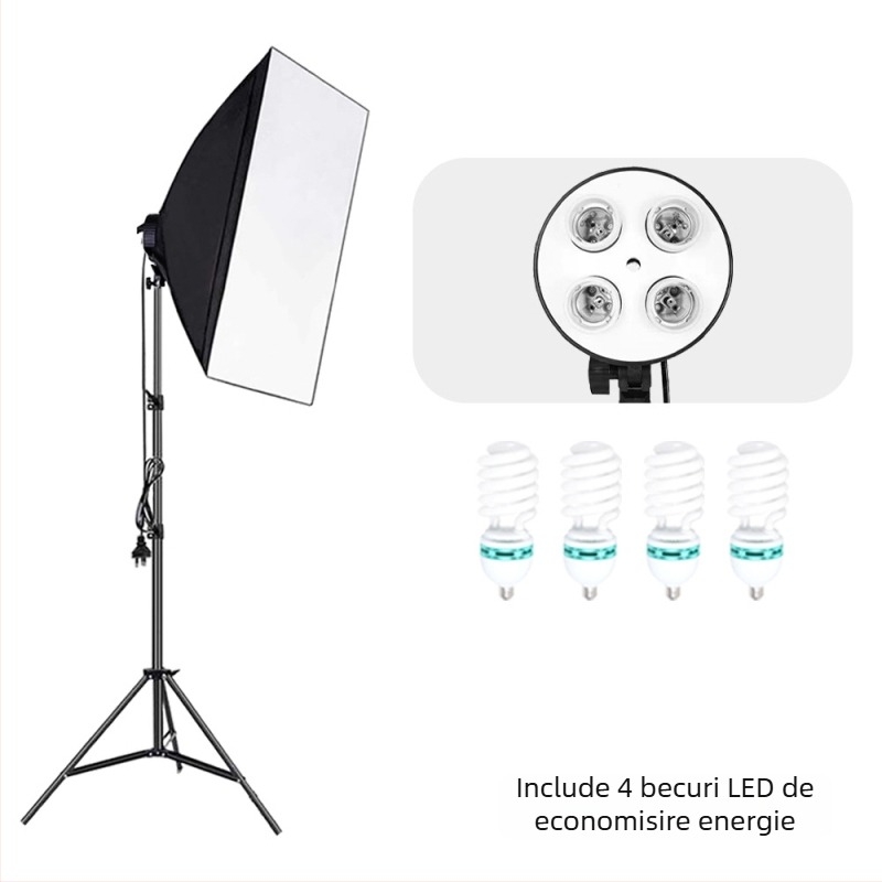 Softbox fotografic cu patru surse de lumină — Ha neng Haineng 01000, construcție metalică, potrivit pentru portret