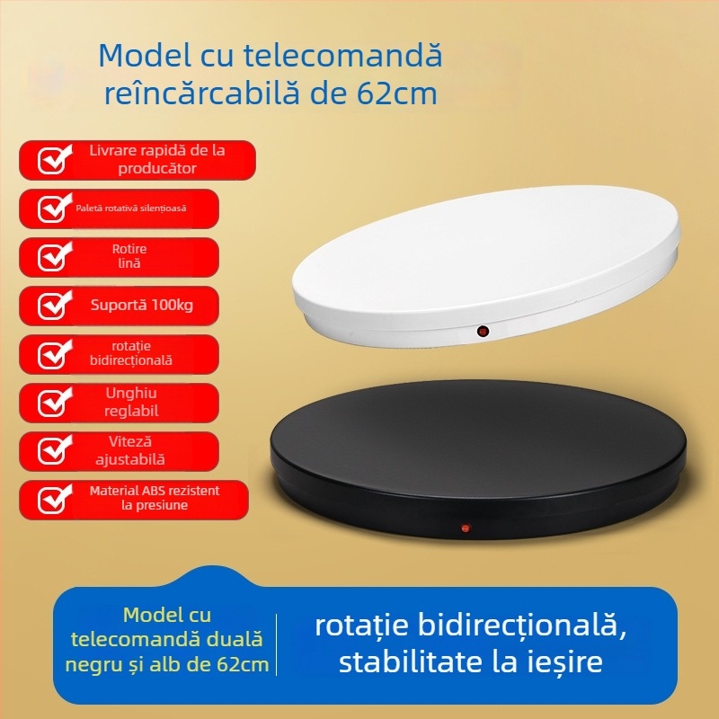 Platformă rotativă electrică pentru fotografierea produselor, telecomandă, sarcină până la 100 kg, construcție ABS, modele 6062A/6062DC