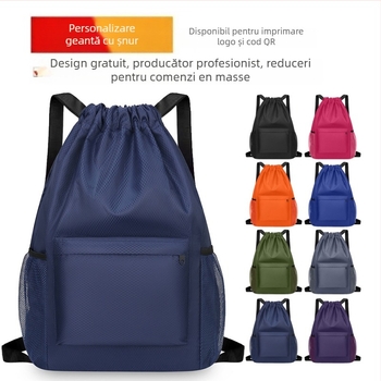 Rucsac pliabil cu șnur - Unisex pentru drumeții în aer liber, ușor, material Oxford, căptușeală respirabilă din poliester, curele cu pernă de aer
