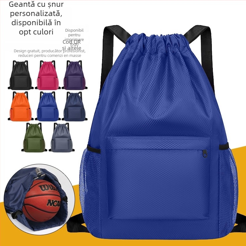Rucsac pliabil cu șnur - Unisex pentru drumeții în aer liber, ușor, material Oxford, căptușeală respirabilă din poliester, curele cu pernă de aer