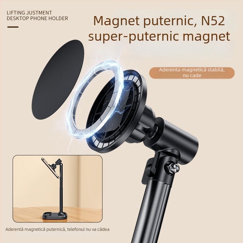 Suport metalic pentru telefon, pentru înregistrări deasupra biroului – prindere magnetică, compatibilitate universală