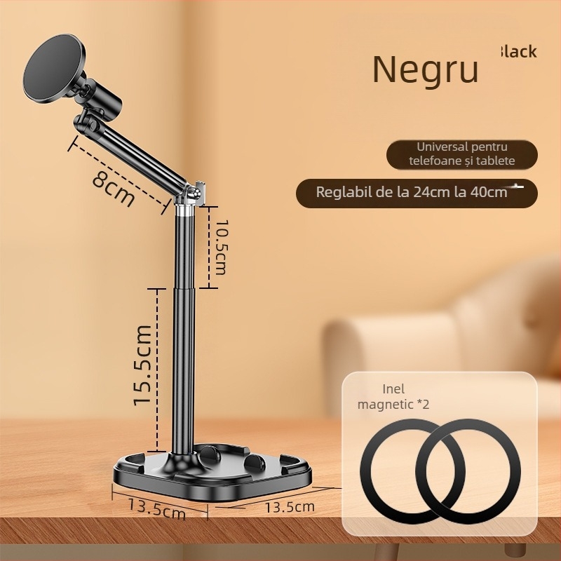 Suport metalic pentru telefon, pentru înregistrări deasupra biroului – prindere magnetică, compatibilitate universală