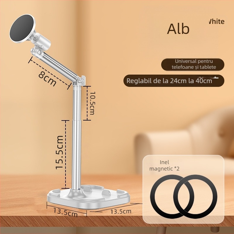 Suport metalic pentru telefon, pentru înregistrări deasupra biroului – prindere magnetică, compatibilitate universală