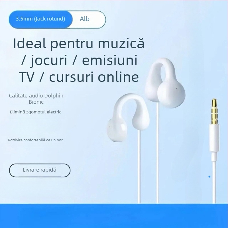 Casti de gaming cu fir (conector L în formă de L, purtare tip in-ear, fără microfon, montare pe spate, stil minimalist)