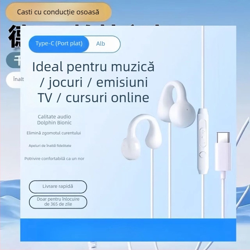 Casti de gaming cu fir (conector L în formă de L, purtare tip in-ear, fără microfon, montare pe spate, stil minimalist)