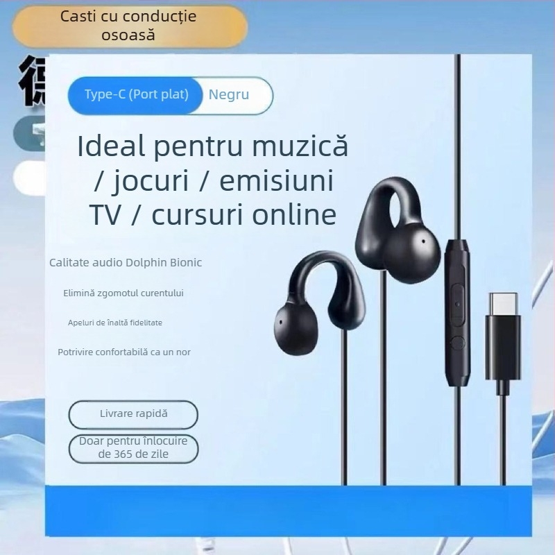 Casti de gaming cu fir (conector L în formă de L, purtare tip in-ear, fără microfon, montare pe spate, stil minimalist)