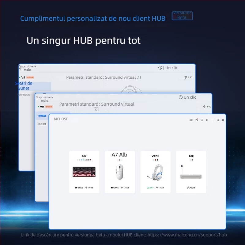 Căști de gaming Esports wireless V9 – difuzoare 53mm, 20–20k Hz, Bluetooth/2.4G/Wired, 3,5mm, Microfon încorporat