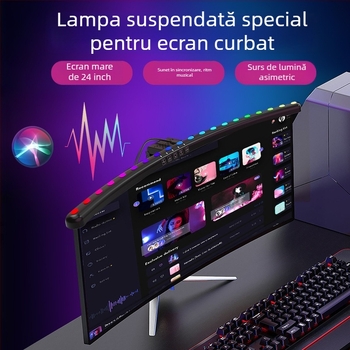 Lampă suspendată pentru monitor cu control vocal și iluminare ambientală sincronizată (alimentare USB; control vocal și prin aplicație; modul iluminare ambientală; reglare temperatură de culoare și luminozitate; modul de încărcare wireless)