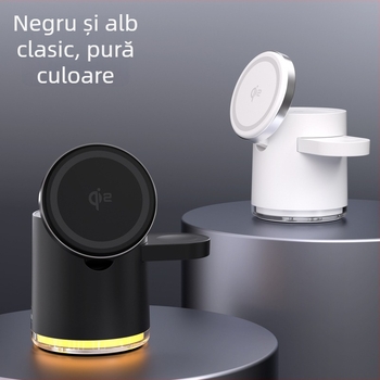 Încărcător wireless Qi2 magnetic 3-în-1, pliabil, pentru Apple iPhone 15 — Putere totală 23W; 15W telefon, 5W căști, 3W ceas