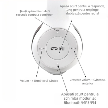 Căști gaming wireless P47 – Bluetooth 5.0, rază de 10 m, IPX4, autonomie 4–8 ore, sunet stereo