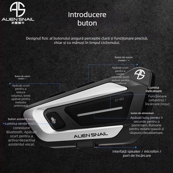Cască de motocicletă cu headset Bluetooth, sunet stereo (Bluetooth 5.0, rază 15 m, stereo bilateral, autonomie 18–22 h)