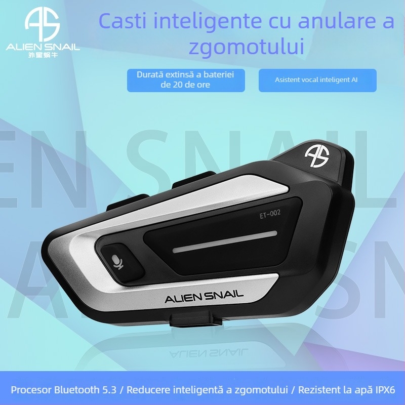 Cască de motocicletă cu headset Bluetooth, sunet stereo (Bluetooth 5.0, rază 15 m, stereo bilateral, autonomie 18–22 h)