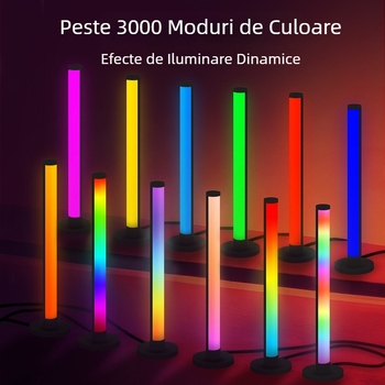 Lumina ambientală RGB de birou cu ritm audio — alimentare USB, control prin aplicație, telecomandă, înălțime reglabilă