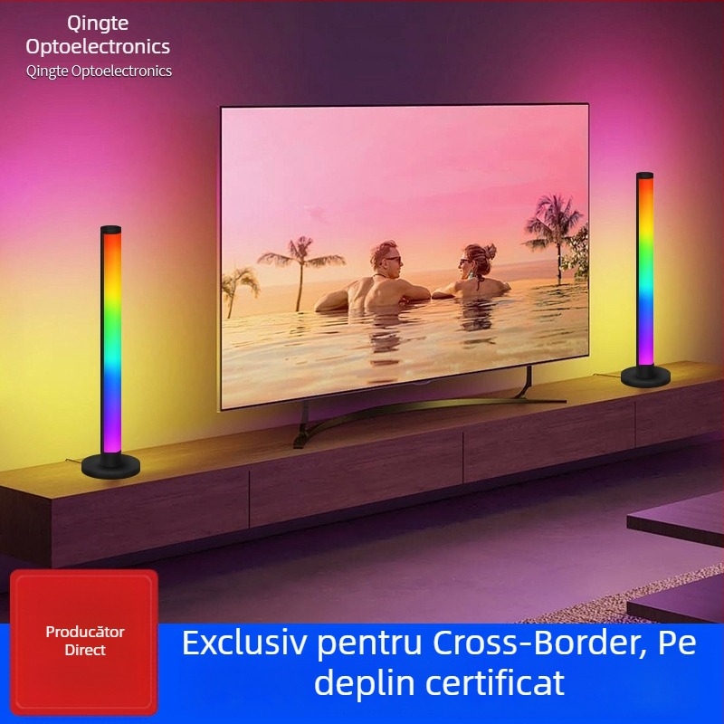 Lumina ambientală RGB de birou cu ritm audio — alimentare USB, control prin aplicație, telecomandă, înălțime reglabilă